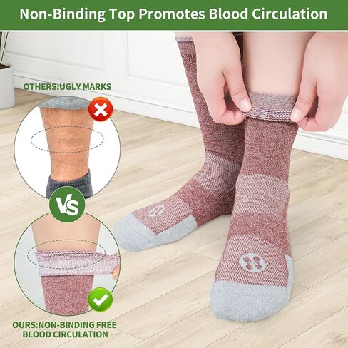 Diabetic Socks for Men,6 Pairs No Binding Crew Mens Diabetic Neuropathy Socks 9-12(White+Black+Dark Grey+Deep Grey+Sandy Color+Deep Blue-Large) in Saudi Arabia