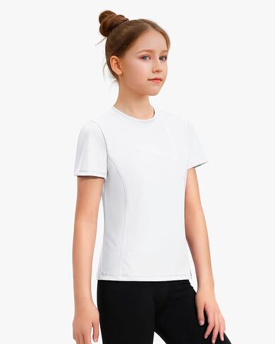 HASMES Girls Athletic Shirts Short Sleeve Active T-Shirts,Basic Tee Tops,Sports Activewear for Kids Teens in Kuwait