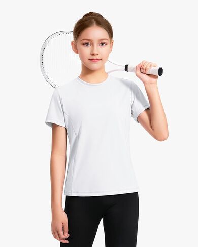 HASMES Girls Athletic Shirts Short Sleeve Active T-Shirts,Basic Tee Tops,Sports Activewear for Kids Teens in Kuwait