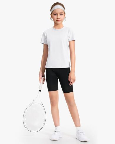 HASMES Girls Athletic Shirts Short Sleeve Active T-Shirts,Basic Tee Tops,Sports Activewear for Kids Teens in Kuwait