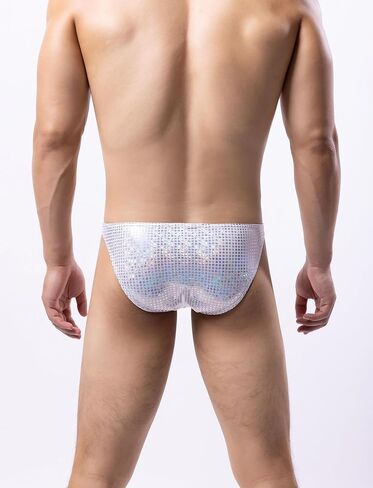 SEAUR Men's Sexy Bikini Briefs Low Rise Glitter Underwear Sissy Pouch Panties Breathable Stretch Underpants in Saudi Arabia