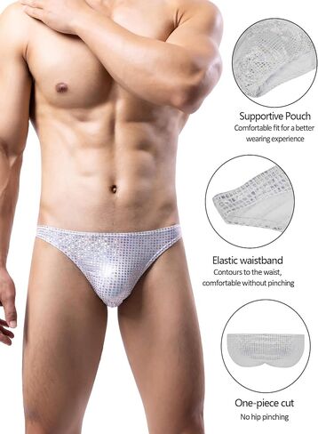 SEAUR Men's Sexy Bikini Briefs Low Rise Glitter Underwear Sissy Pouch Panties Breathable Stretch Underpants in Saudi Arabia