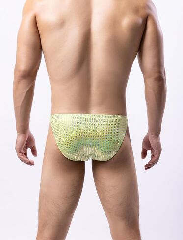 SEAUR Men's Sexy Bikini Briefs Low Rise Glitter Underwear Sissy Pouch Panties Breathable Stretch Underpants in Saudi Arabia