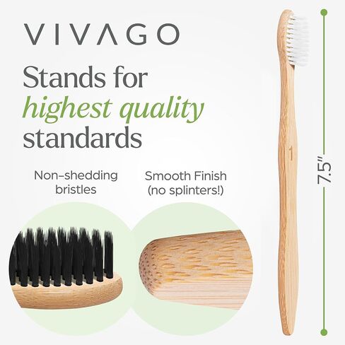 Bamboo Toothbrushes 10 Pack - BPA Free Soft Bristles Toothbrushes for Adults, Eco-Friendly, Biodegradable & Compostable Natural Wooden Toothbrush in Saudi Arabia