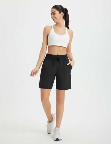 baleaf Women's 7" Athletic Running Shorts Long Workout Shorts High Waisted Quick Dry 4 Zipper Pockets UPF50+ in Saudi Arabia