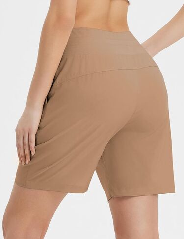 baleaf Women's 7" Athletic Running Shorts Long Workout Shorts High Waisted Quick Dry 4 Zipper Pockets UPF50+ in Kuwait