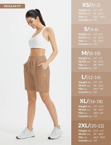 baleaf Women's 7" Athletic Running Shorts Long Workout Shorts High Waisted Quick Dry 4 Zipper Pockets UPF50+ in Kuwait