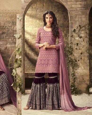 Fashion Indian Pakistani Sharara Palazzo Suit Wedding Party Wear Dress for Eid Ramzon Womens Suits 72002 Mohini in Kuwait