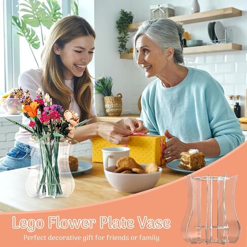 Vase Holder fit for Lego Flowers Bouquet - Acrylic Puzzle Vase fit for Lego Botanical Collection Building, Adult Gift Display Stand for Roses Orchid Sunflower (Transparent) in Saudi Arabia