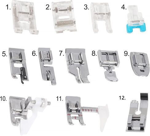 11pcs Presser Feet Set Sewing Machine Presser Foot Snap On for Brother Singer Janome Babylock Kenmore Low Shank Sewing Machine Use in Kuwait
