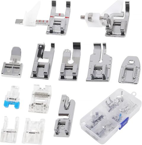 11pcs Presser Feet Set Sewing Machine Presser Foot Snap On for Brother Singer Janome Babylock Kenmore Low Shank Sewing Machine Use in Kuwait