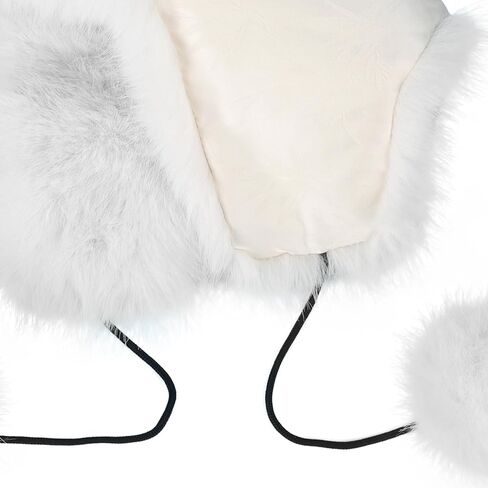 JIAHG Women Winter Warm Hat Faux Fur Trapper Cap with Pom Pom Furry Ushanka Earflap Russian Snow Hat for Skiing Cycling in Saudi Arabia
