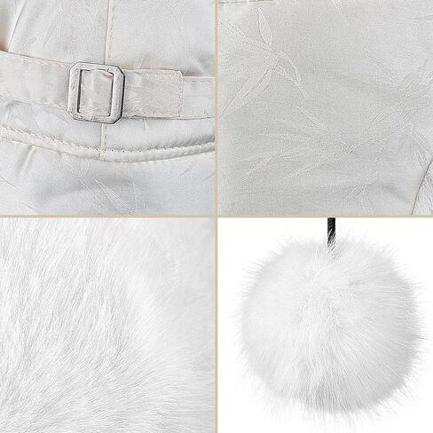 JIAHG Women Winter Warm Hat Faux Fur Trapper Cap with Pom Pom Furry Ushanka Earflap Russian Snow Hat for Skiing Cycling in Saudi Arabia