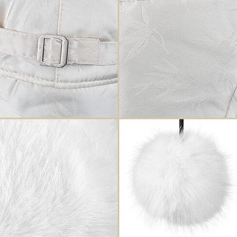 JIAHG Women Winter Warm Hat Faux Fur Trapper Cap with Pom Pom Furry Ushanka Earflap Russian Snow Hat for Skiing Cycling in Saudi Arabia
