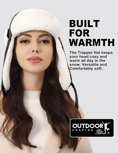 OUTDOOR SHAPING Trapper Hat for Men Women Windproof Trooper Hat Ushanka Ear Flaps Warm Winter Outdoor Hats in Kuwait