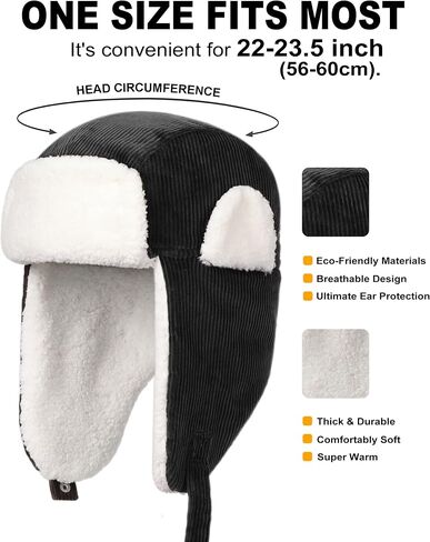 OUTDOOR SHAPING Trapper Hat for Men Women Windproof Trooper Hat Ushanka Ear Flaps Warm Winter Outdoor Hats in Kuwait