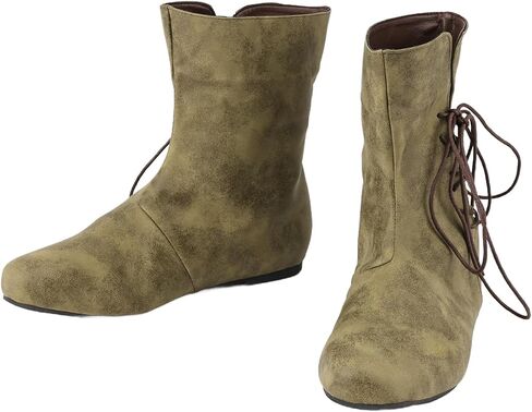 Mens Medieval Renaissance Cosplay Boots Halloween PU Leather Vintage Pirate Viking Shoes in Saudi Arabia