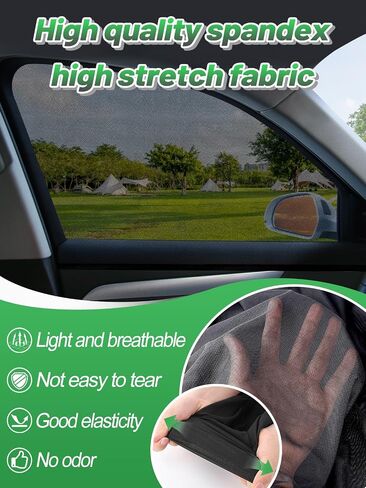Car Window Shades for SUV - 4 Pack Stretchy Sun Shade Mesh Side Car Window Screen Covers for Camping Family Baby Pet Anti-Mosquito Privacy Protection When Parking in Kuwait