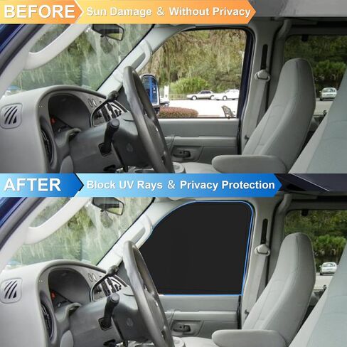Front Side Window Sun Shade for 1992-2025 Fo-rd E-Series E-150 E-250 E-350 E-450 Van Motorhome, Foldable Window Sunshade Sun Visor Protector, Side Window Shades Sun Shield Blocks UV Rays Heat in Saudi Arabia
