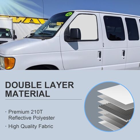 Front Side Window Sun Shade for 1992-2025 Fo-rd E-Series E-150 E-250 E-350 E-450 Van Motorhome, Foldable Window Sunshade Sun Visor Protector, Side Window Shades Sun Shield Blocks UV Rays Heat in Saudi Arabia