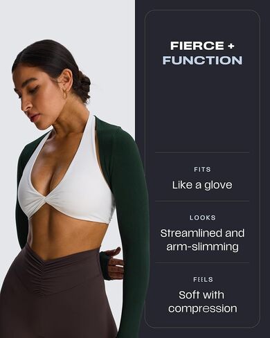 Aoxjox Women's Long Sleeve Open Front Seamless Shrug Thumb Hole Crop Top Workout Cardigan in Kuwait