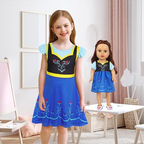 AmzBarley Doll and Girl Matching Nightgown Princess Pajamas Night Gown Dress for Girls and 18" Dolls Clothes in Saudi Arabia