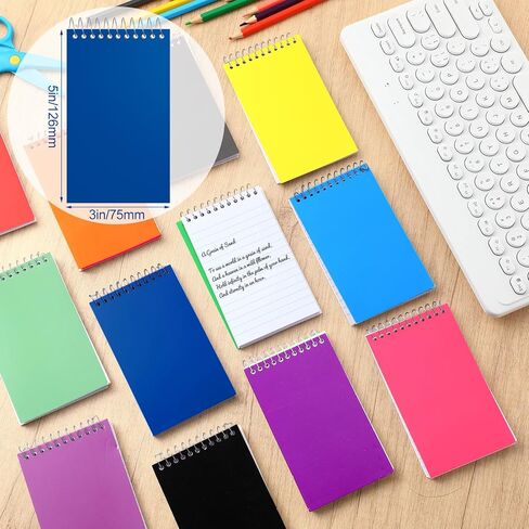 50 Pack Small Pocket Notebook 3 x 5 Inch, Mini Spiral Notepad Small Memo Note Pad Bulk Bound Lined College Ruled Paper for Office School Supplies, 75 Sheets/Pad, 5 Assorted Colors in Kuwait