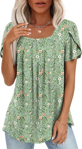 Anymiss Womens Summer Tops Dressy Casual Blouses Square Neck Tunic M-3XL in Saudi Arabia