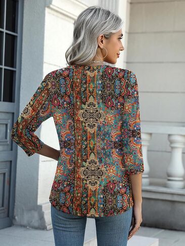 Zeagoo Womens 3/4 Length Sleeve Tunic Tops Casual V Neck Shirts Basic Tees Business Work Blouses Summer Fall 2025 Clothes in Kuwait