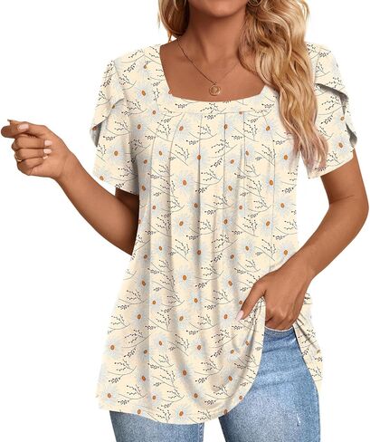 Anymiss Womens Summer Tops Dressy Casual Blouses Square Neck Tunic M-3XL in Saudi Arabia