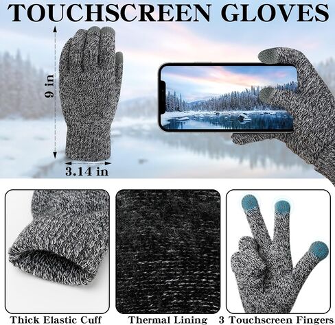 3 PCS Winter HAT DACRF GLOVES مجموعة ، ناعمة دافئة قبعة قبعة قبعة شاشة لمس طويلة الوشاح متشابك in Kuwait