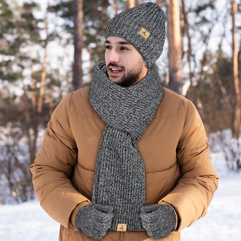 3 PCS Winter HAT DACRF GLOVES مجموعة ، ناعمة دافئة قبعة قبعة قبعة شاشة لمس طويلة الوشاح متشابك in Kuwait