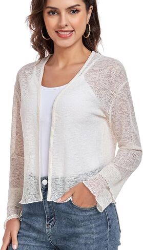 Womens Bolero Shrugs for Evening Dresses Elegant Cropped Shrug Long Sleeve Cardigan Lightweight Knit Cover Up in Saudi Arabia