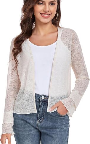 Womens Bolero Shrugs for Evening Dresses Elegant Cropped Shrug Long Sleeve Cardigan Lightweight Knit Cover Up in Saudi Arabia
