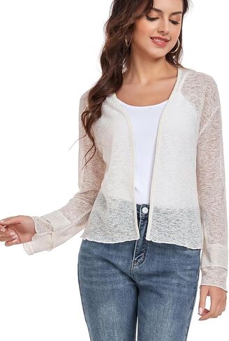 Womens Bolero Shrugs for Evening Dresses Elegant Cropped Shrug Long Sleeve Cardigan Lightweight Knit Cover Up in Saudi Arabia