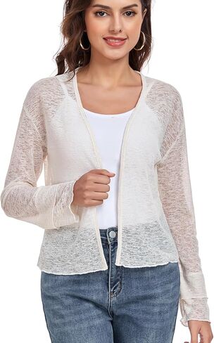 Womens Bolero Shrugs for Evening Dresses Elegant Cropped Shrug Long Sleeve Cardigan Lightweight Knit Cover Up in Saudi Arabia