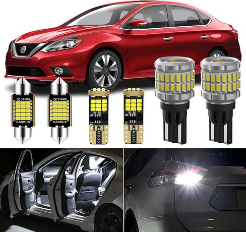AENVTOL 13 Pieces Interior LED Light Kit + Back Up Bulb Reverse Lights Replacement for Nissan Sentra 2013 2014 2015 2016 2017 2018 2019 White Backup Light + LED Interior Bulb Package, Install Tool in Saudi Arabia