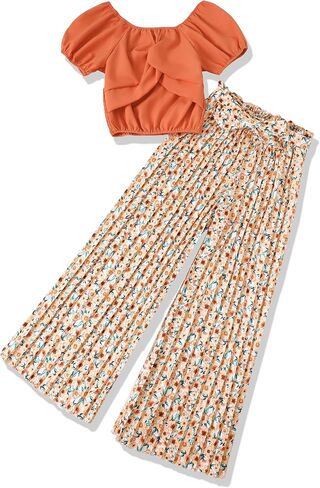 Xuanhao Toddler Girls Girls Clothes Summer Puff Sleeve قميص قميص أعلى سروال الساقين ملابس ملابس الأطفال in Kuwait