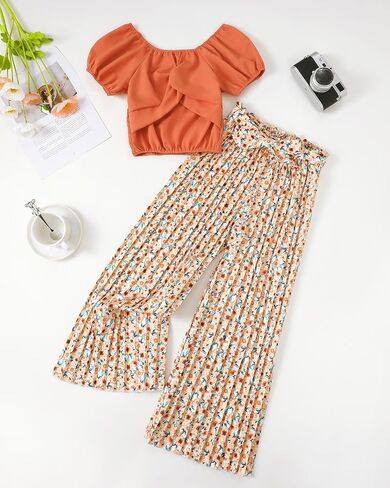Xuanhao Toddler Girls Girls Clothes Summer Puff Sleeve قميص قميص أعلى سروال الساقين ملابس ملابس الأطفال in Kuwait