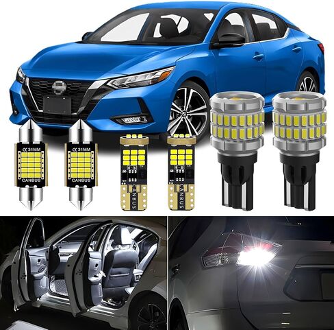 AENVTOL 13 Pieces Interior LED Light Kit + Back Up Bulb Reverse Lights Replacement for Nissan Sentra 2013 2014 2015 2016 2017 2018 2019 White Backup Light + LED Interior Bulb Package, Install Tool in Saudi Arabia