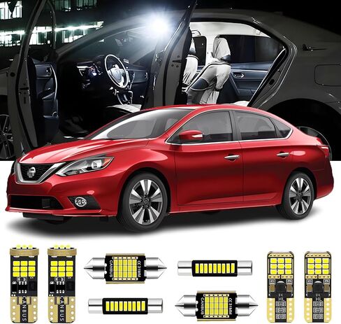 AENVTOL 13 Pieces Interior LED Light Kit + Back Up Bulb Reverse Lights Replacement for Nissan Sentra 2013 2014 2015 2016 2017 2018 2019 White Backup Light + LED Interior Bulb Package, Install Tool in Saudi Arabia