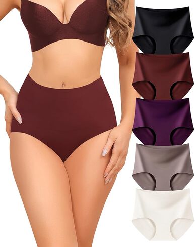 Seamless High Waisted Underwear For Women No Show Tummy Control Panties Full Coverage Soft Briefs 5 Pack S-XXL in Saudi Arabia