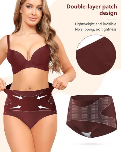 Seamless High Waisted Underwear For Women No Show Tummy Control Panties Full Coverage Soft Briefs 5 Pack S-XXL in Saudi Arabia