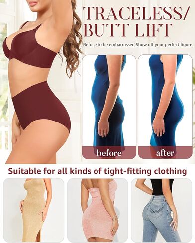 Seamless High Waisted Underwear For Women No Show Tummy Control Panties Full Coverage Soft Briefs 5 Pack S-XXL in Saudi Arabia