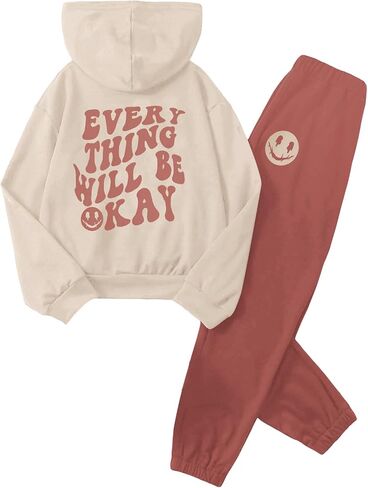 Soly Hux Girl's Sweatsuit 2 قطعة ملابس رسمية غير رسمية طويلة الأكمام هوديز من النوع الثقيل والرواد العرق in Kuwait