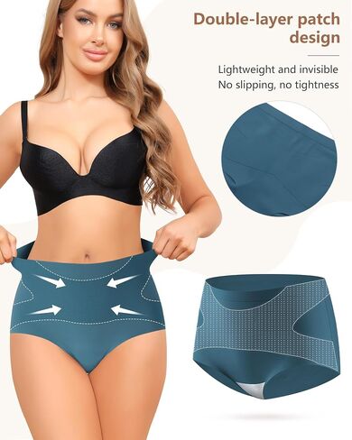 Seamless High Waisted Underwear For Women No Show Tummy Control Panties Full Coverage Soft Briefs 5 Pack S-XXL in Saudi Arabia