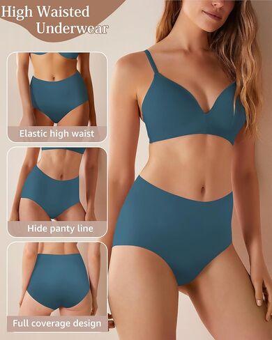 Seamless High Waisted Underwear For Women No Show Tummy Control Panties Full Coverage Soft Briefs 5 Pack S-XXL in Saudi Arabia