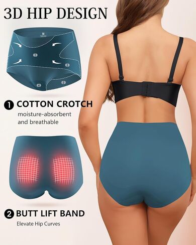 Seamless High Waisted Underwear For Women No Show Tummy Control Panties Full Coverage Soft Briefs 5 Pack S-XXL in Saudi Arabia