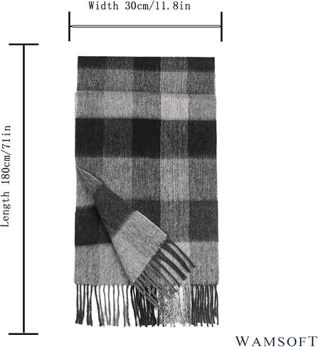 Wool Winter scarf Plaid scarf Soft Warm Tartan checkered Striped Fashion Scarf Classic for Women Men Scarves in Saudi Arabia