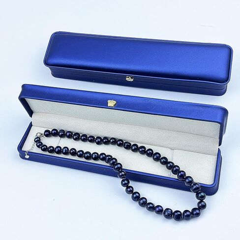 YAMI Tahitian Black Pearl Necklace, Natural Saltwater Cultured Near-Round Pearl Strand with 925 Sterling Silver Clasp, Adjustable Length 18+2IN, Luxury Jewelry Gift for Women, Mother, Wife in Saudi Arabia